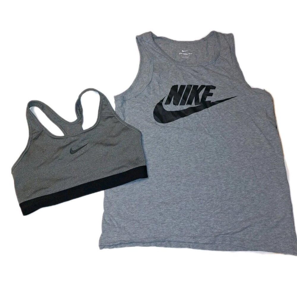 Set Of 2  Nike Tee AND Dri-fit Racerback Gray  Womens Size Medium And Small